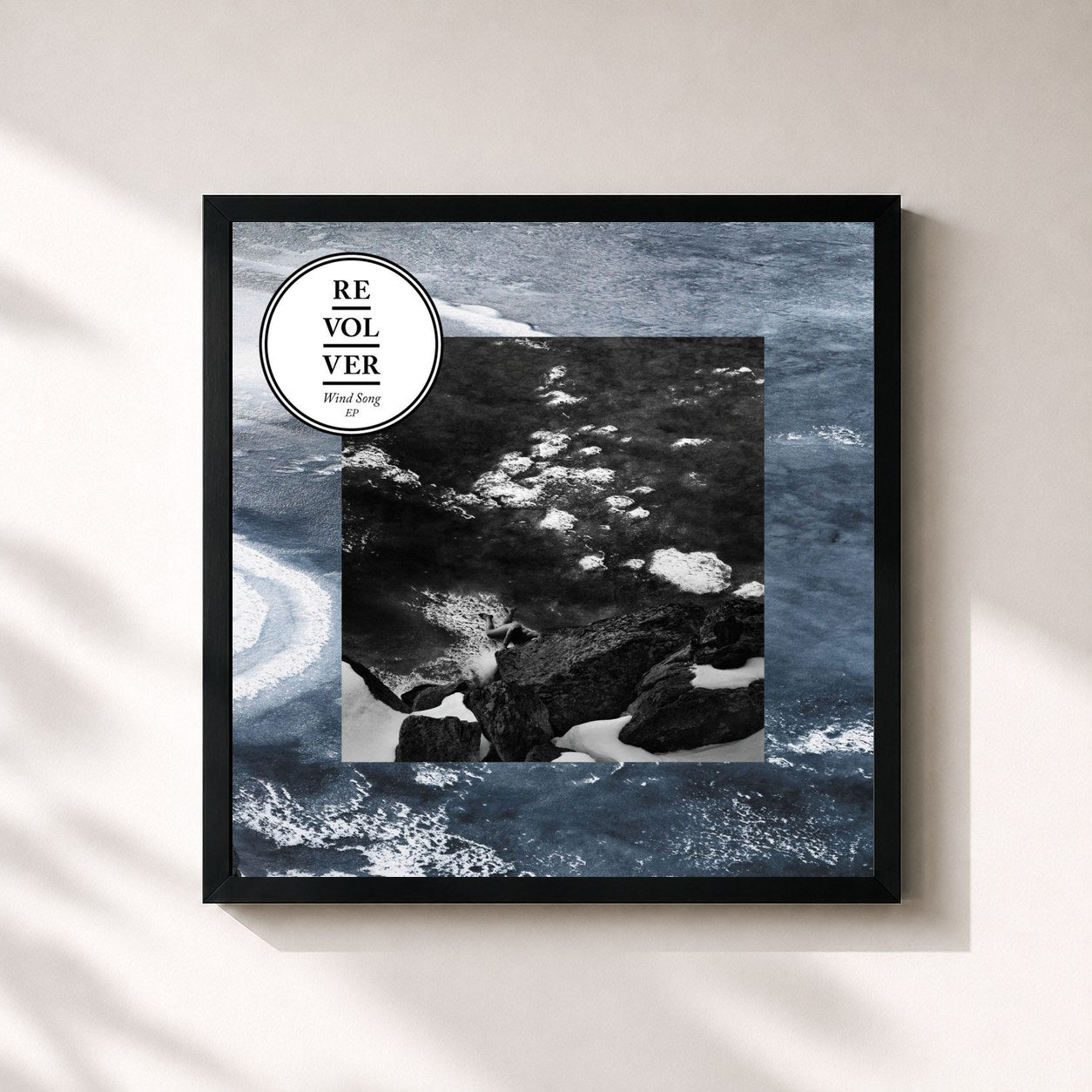 #noir Tableau carré de l'album Wind Song de Revolver, cadre noir 32x32 cm