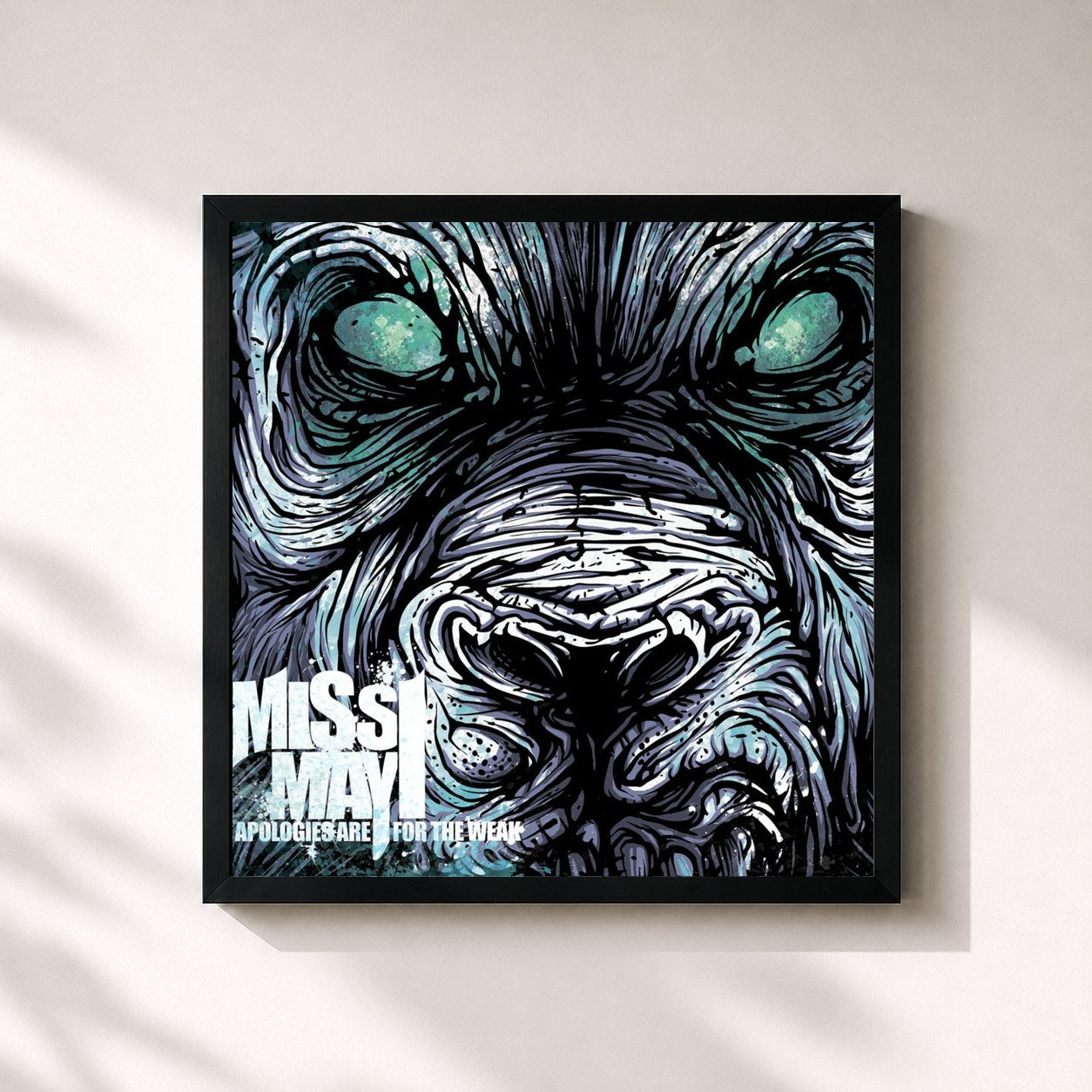 #noir Tableau carré de l'album Apologies Are For The Weak de Miss May I, cadre noir 32x32 cm