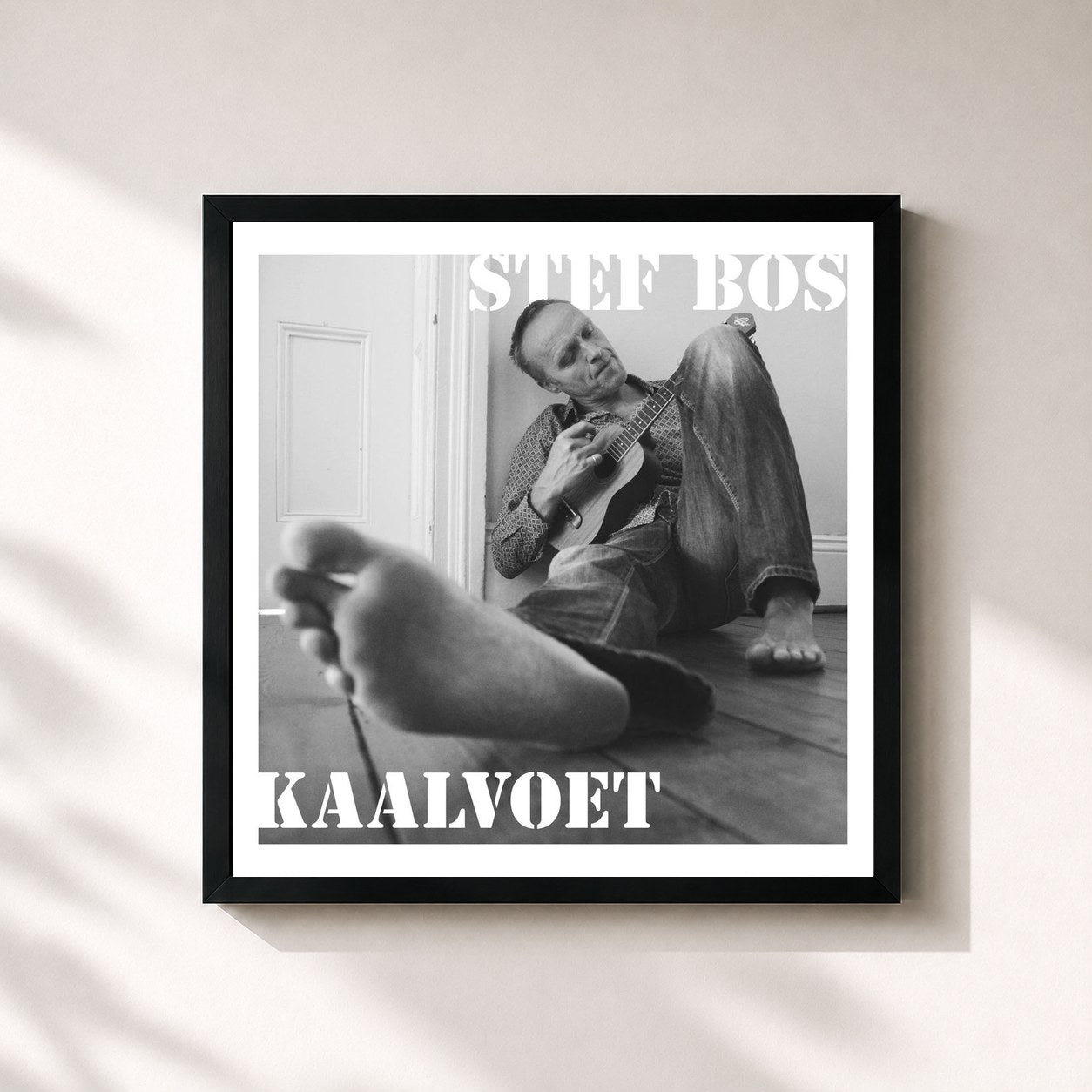 #noir Tableau carré de l'album Kaalvoet de Stef Bos, cadre noir 32x32 cm
