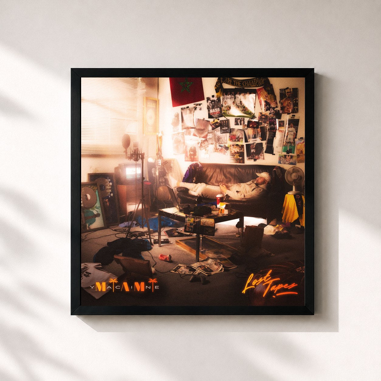 #noir Tableau carré de l'album Lost Tapes de Miami Yacine, cadre noir 32x32 cm