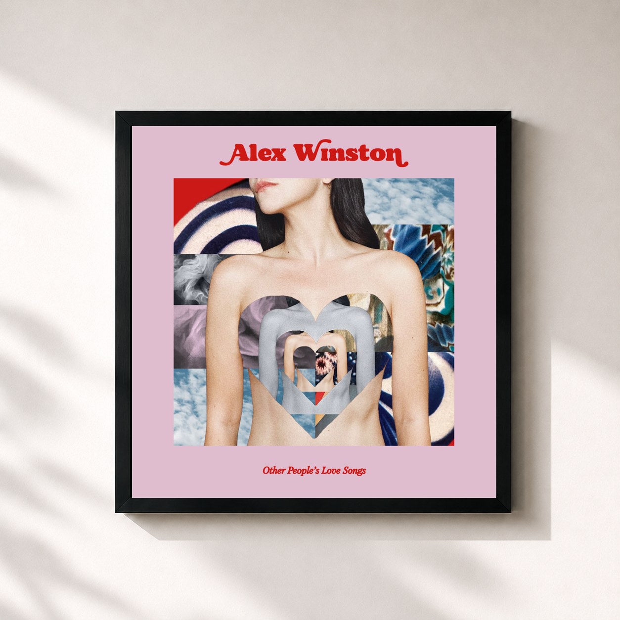 #noir Tableau carré de l'album Other People's Love Songs de Alex Winston, cadre noir 32x32 cm