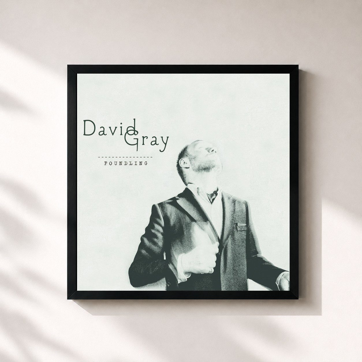 #noir Tableau carré de l'album Foundling de David Gray, cadre noir 32x32 cm