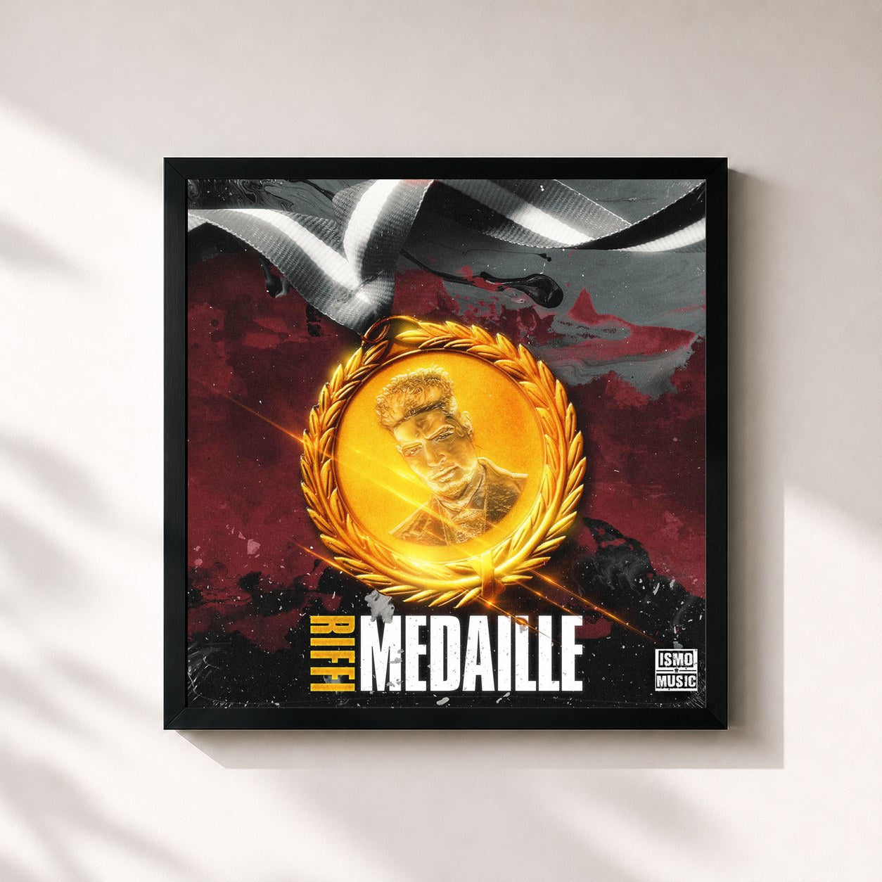 #noir Tableau carré de l'album Medaille de Riffi, cadre noir 32x32 cm