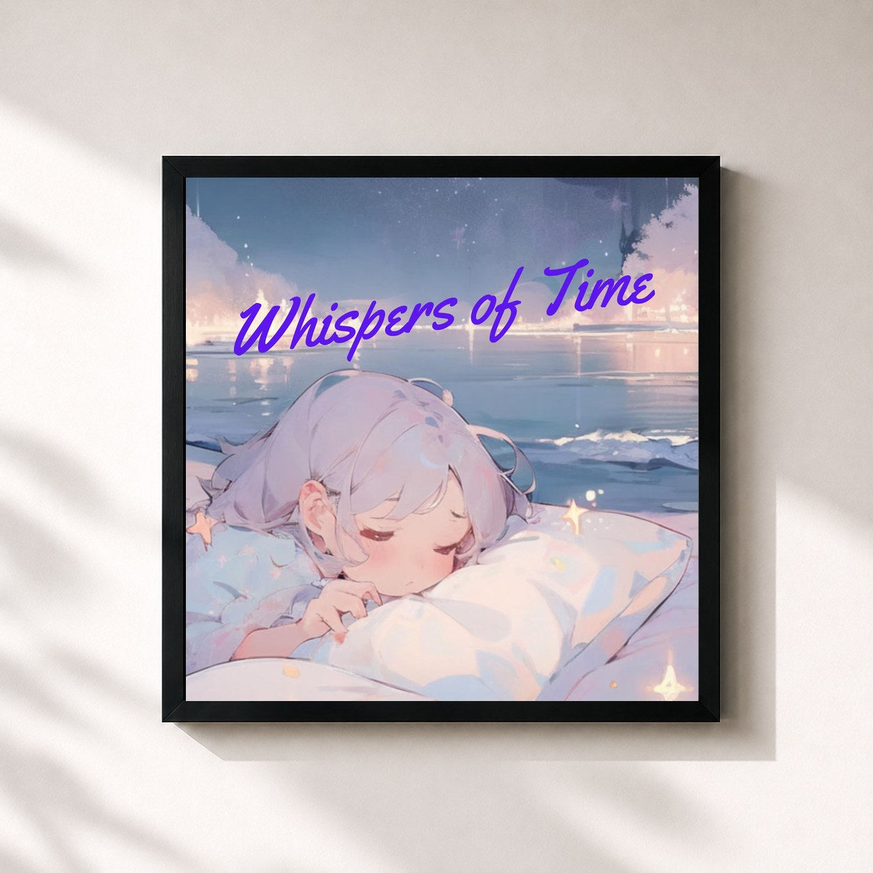 #noir Tableau carré de l'album Whispers of Time de Annie, cadre noir 32x32 cm