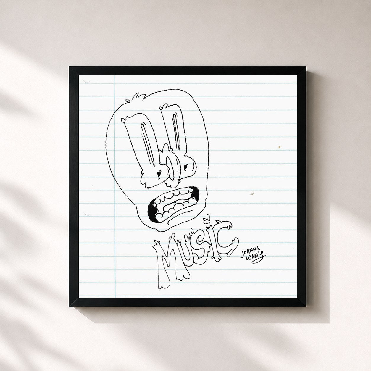 #noir Tableau carré de l'album Bob Music de Joanna Wang, cadre noir 32x32 cm