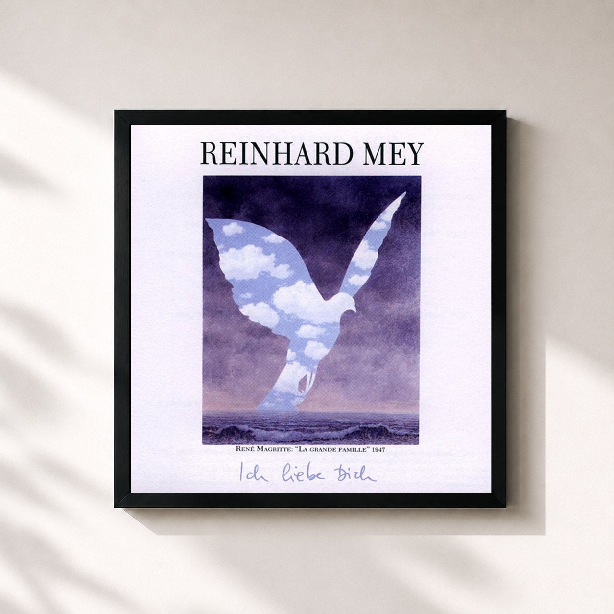#noir Tableau carré de l'album Ich Liebe Dich de Reinhard Mey, cadre noir 32x32 cm