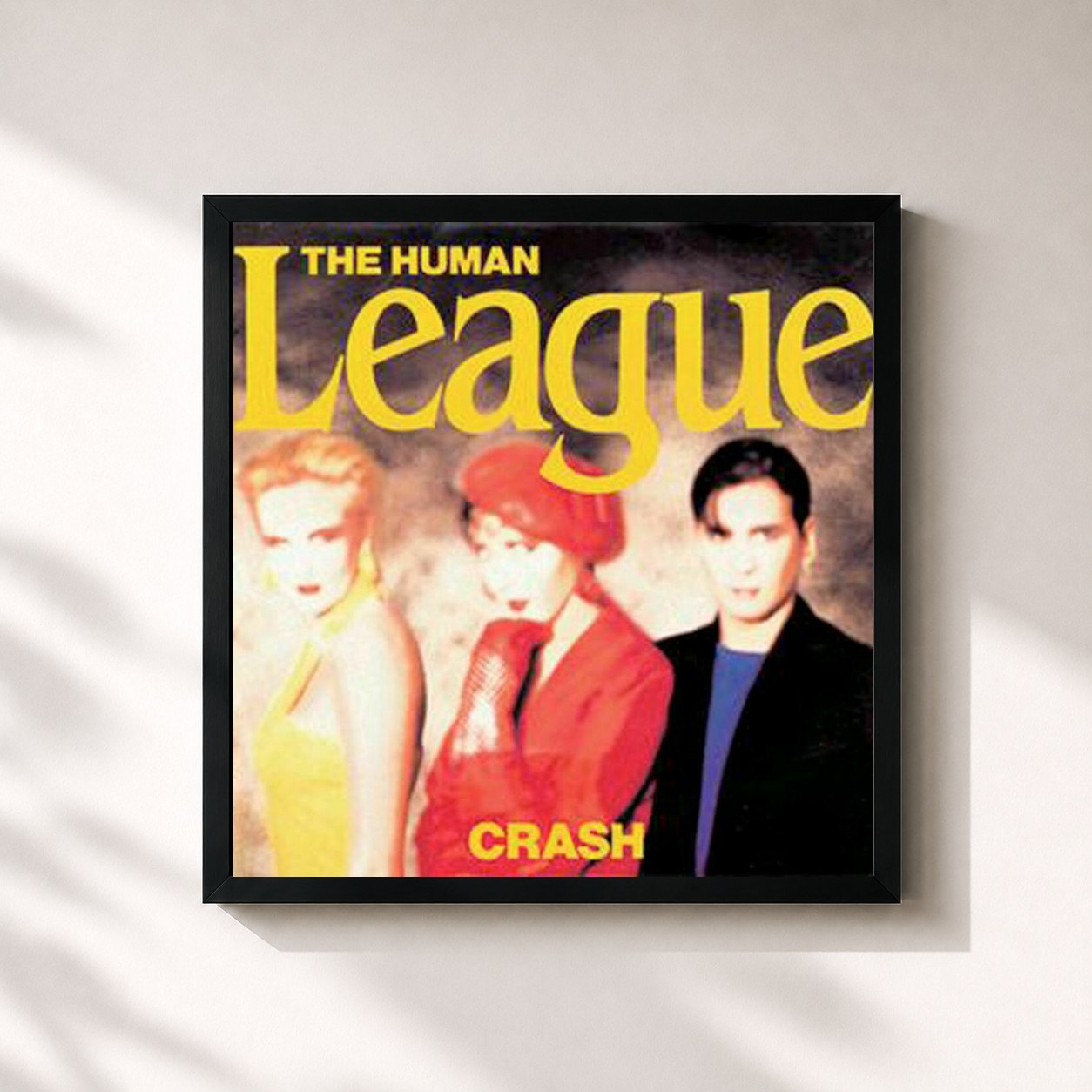 #noir Tableau carré de l'album Crash de The Human League, cadre noir 32x32 cm