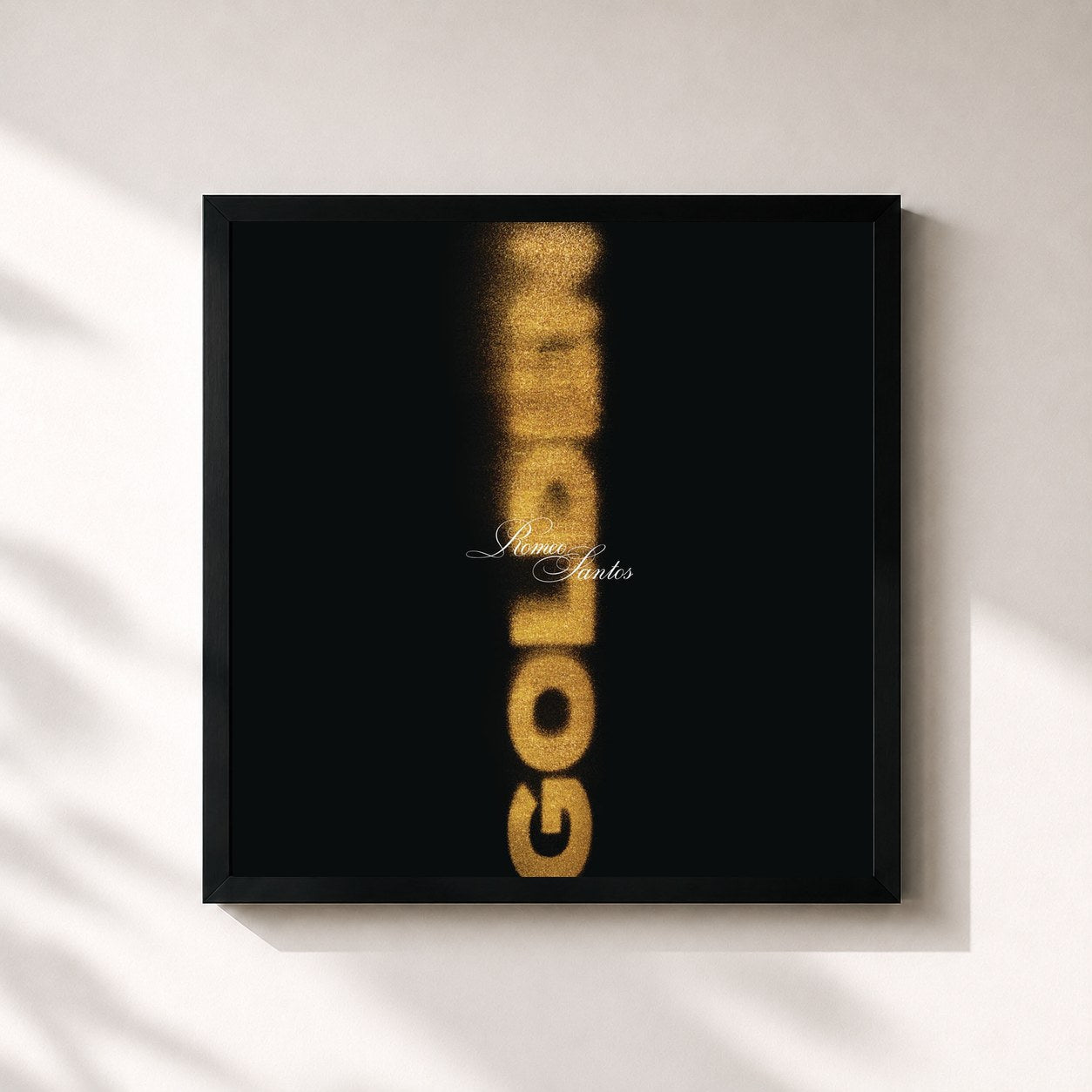 #noir Tableau carré de l'album Golden de Romeo Santos, cadre noir 32x32 cm