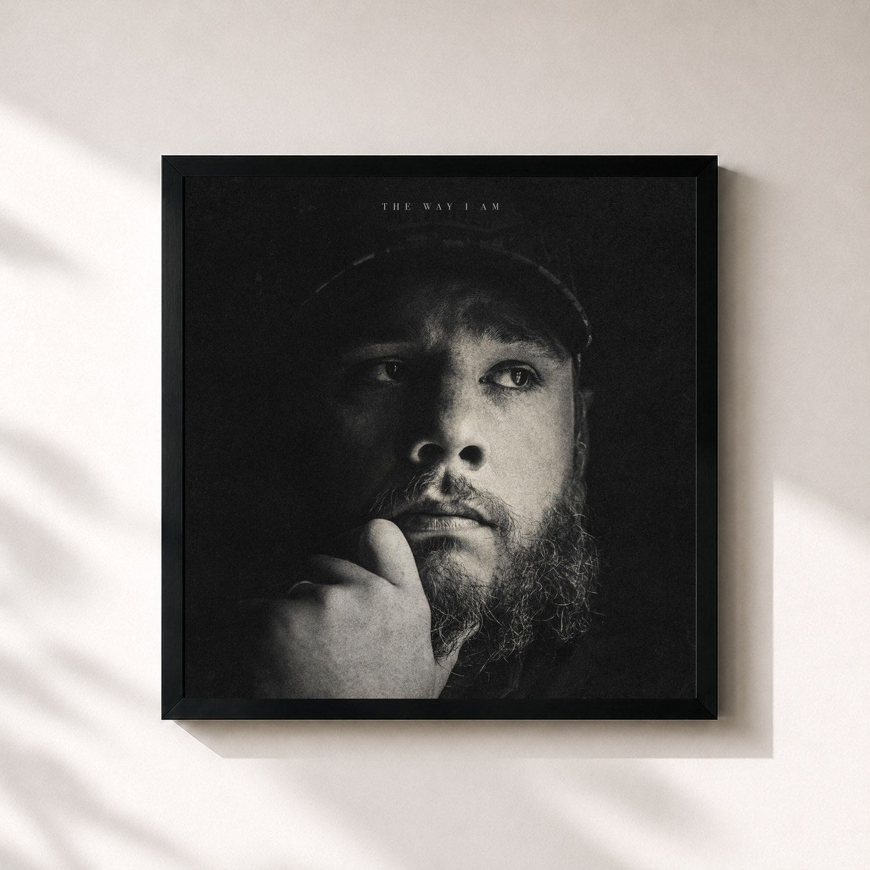 #noir Tableau carré de l'album The Way I Am de Luke Combs, cadre noir 32x32 cm