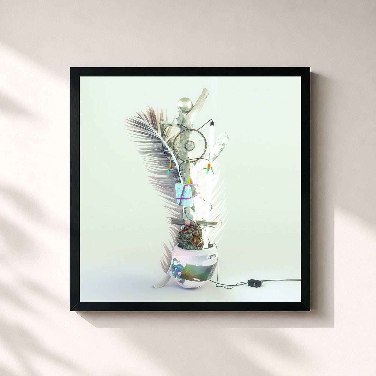 #noir Tableau carré de l'album Aa de Baauer, cadre noir 32x32 cm