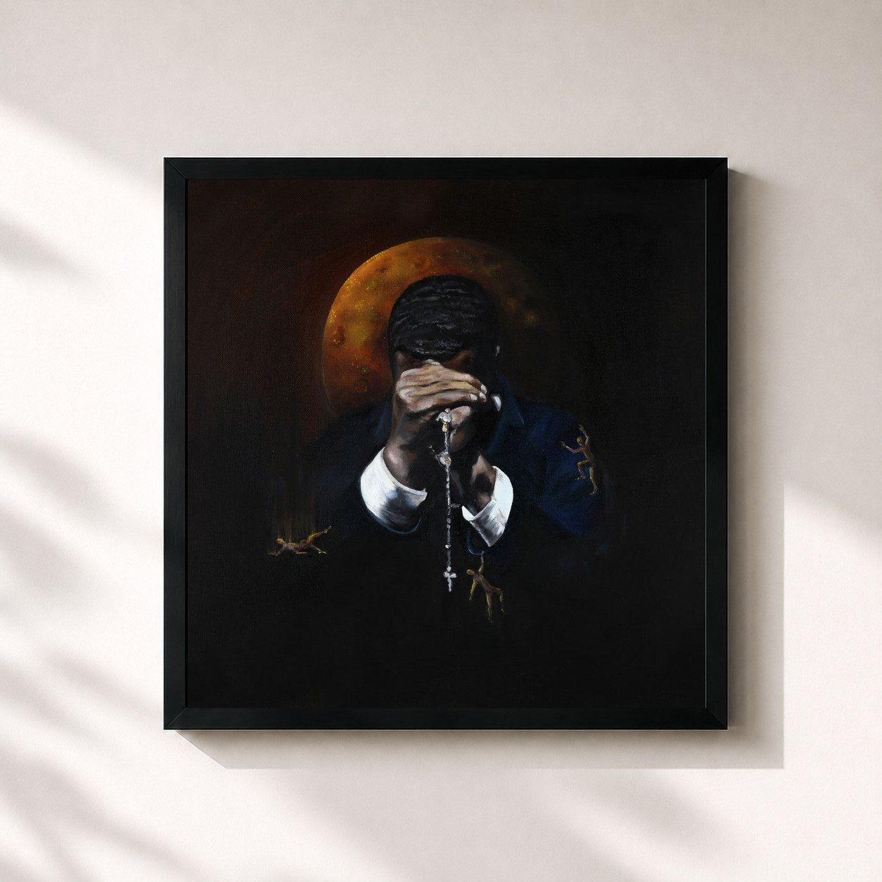 #noir Tableau carré de l'album Ghetto Gospel: The New Testament de Ghetts, cadre noir 32x32 cm