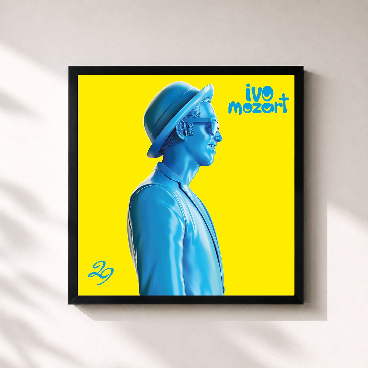 #noir Tableau carré de l'album 29 de Ivo Mozart, cadre noir 32x32 cm