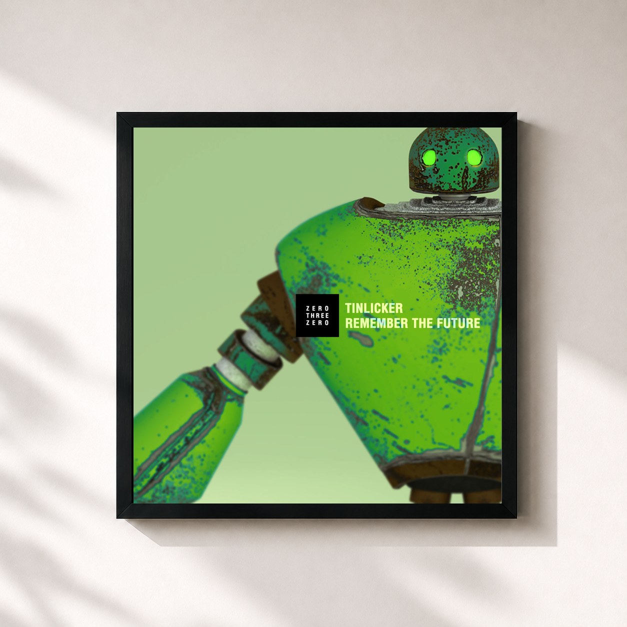 #noir Tableau carré de l'album Remember the Future de Tinlicker, cadre noir 32x32 cm