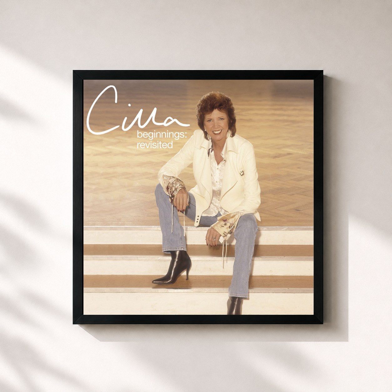 #noir Tableau carré de l'album Beginnings Revisited de Cilla Black, cadre noir 32x32 cm