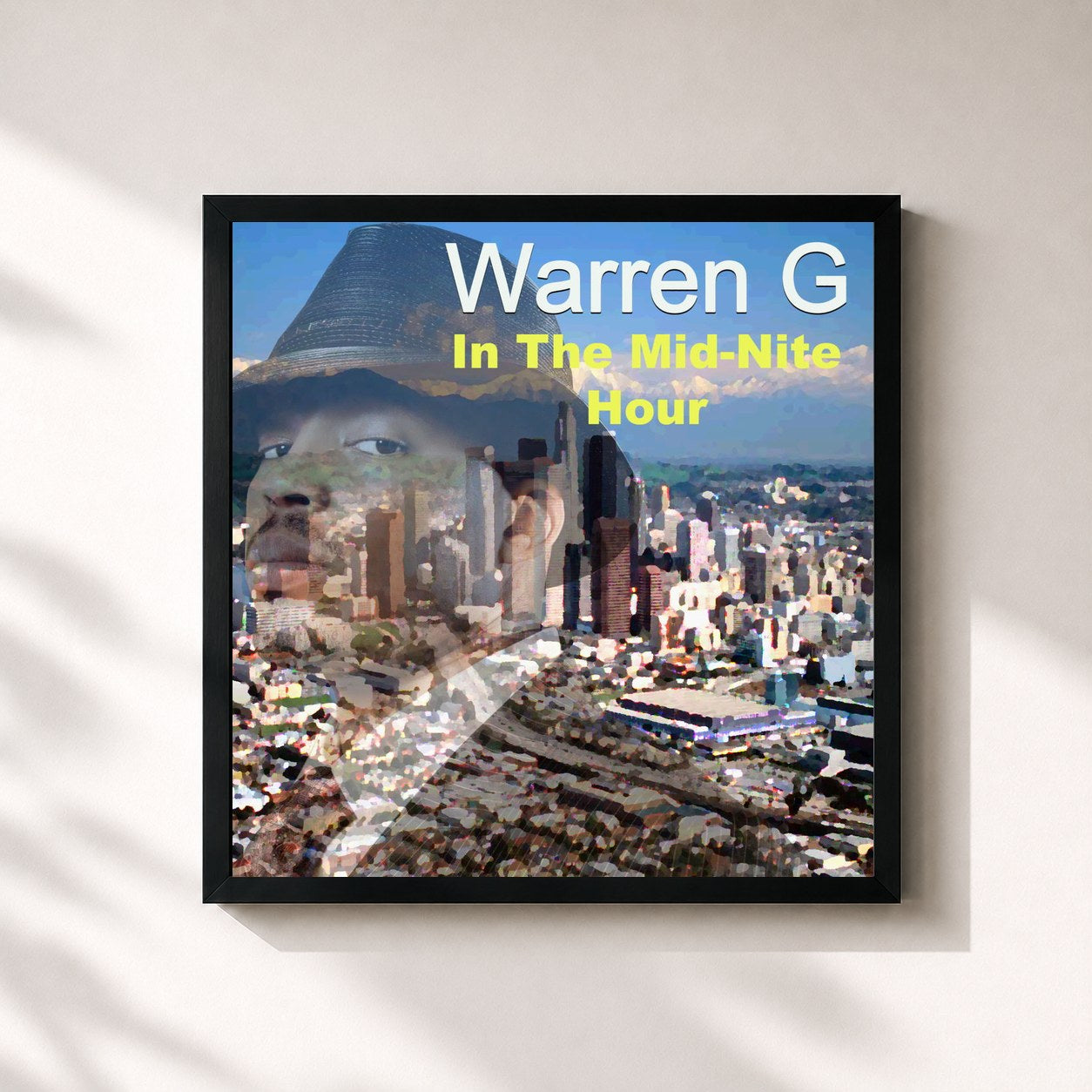 #noir Tableau carré de l'album In the Mid-Nite Hour de Warren G, cadre noir 32x32 cm