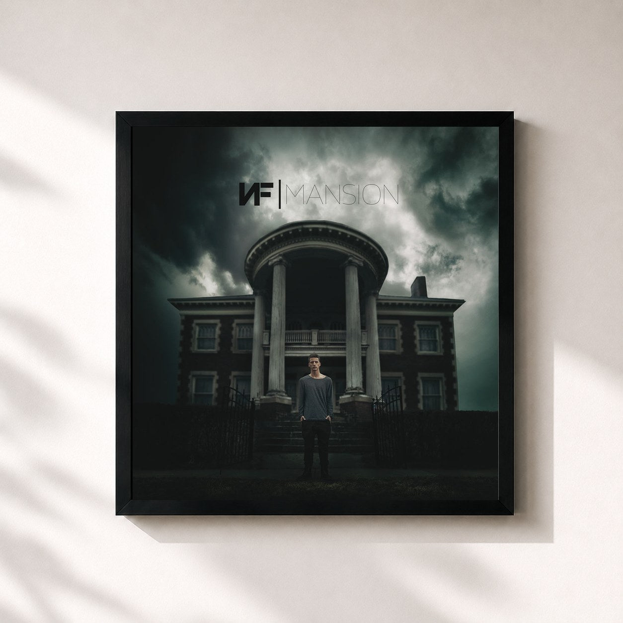 #noir Tableau carré de l'album Mansion de NF, cadre noir 32x32 cm