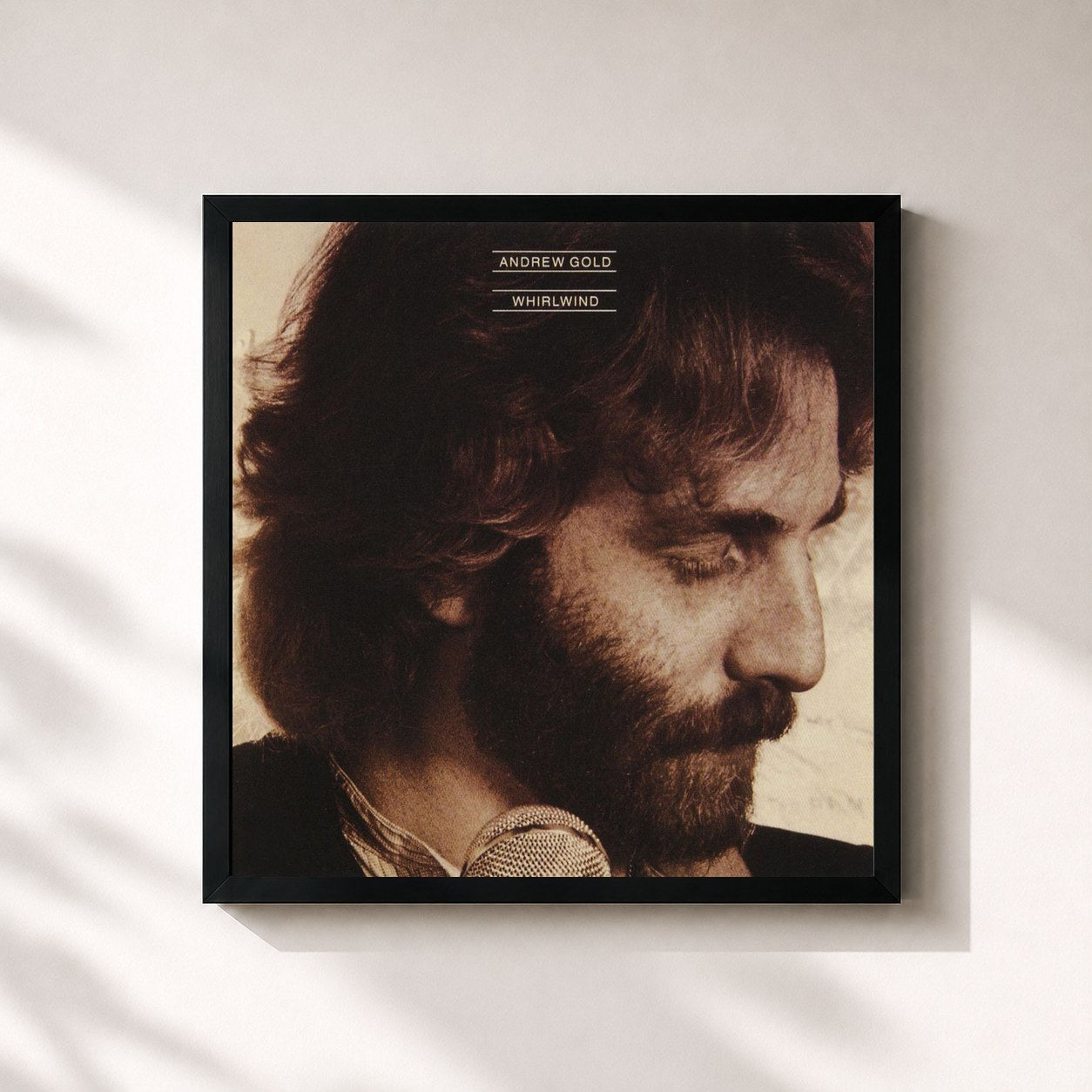 #noir Tableau carré de l'album Whirlwind de Andrew Gold, cadre noir 32x32 cm