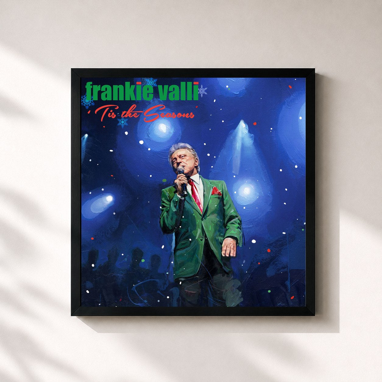 #noir Tableau carré de l'album 'Tis The Seasons de Frankie Valli, cadre noir 32x32 cm