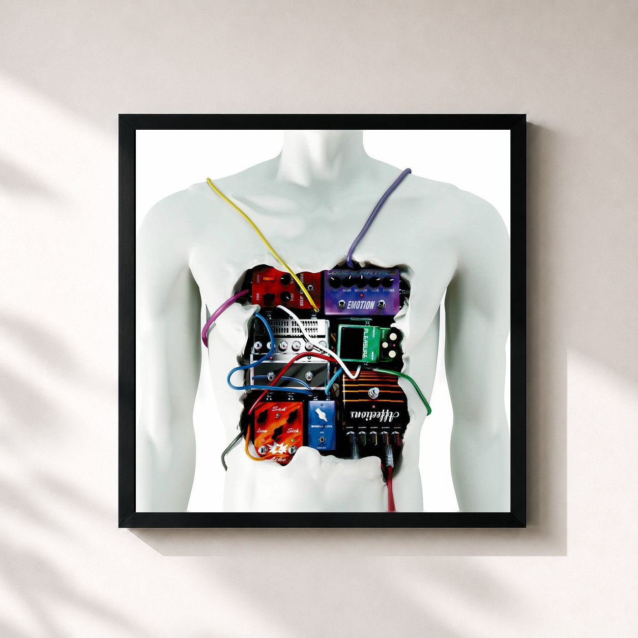 #noir Tableau carré de l'album Kanjou Effect de ONE OK ROCK, cadre noir 32x32 cm
