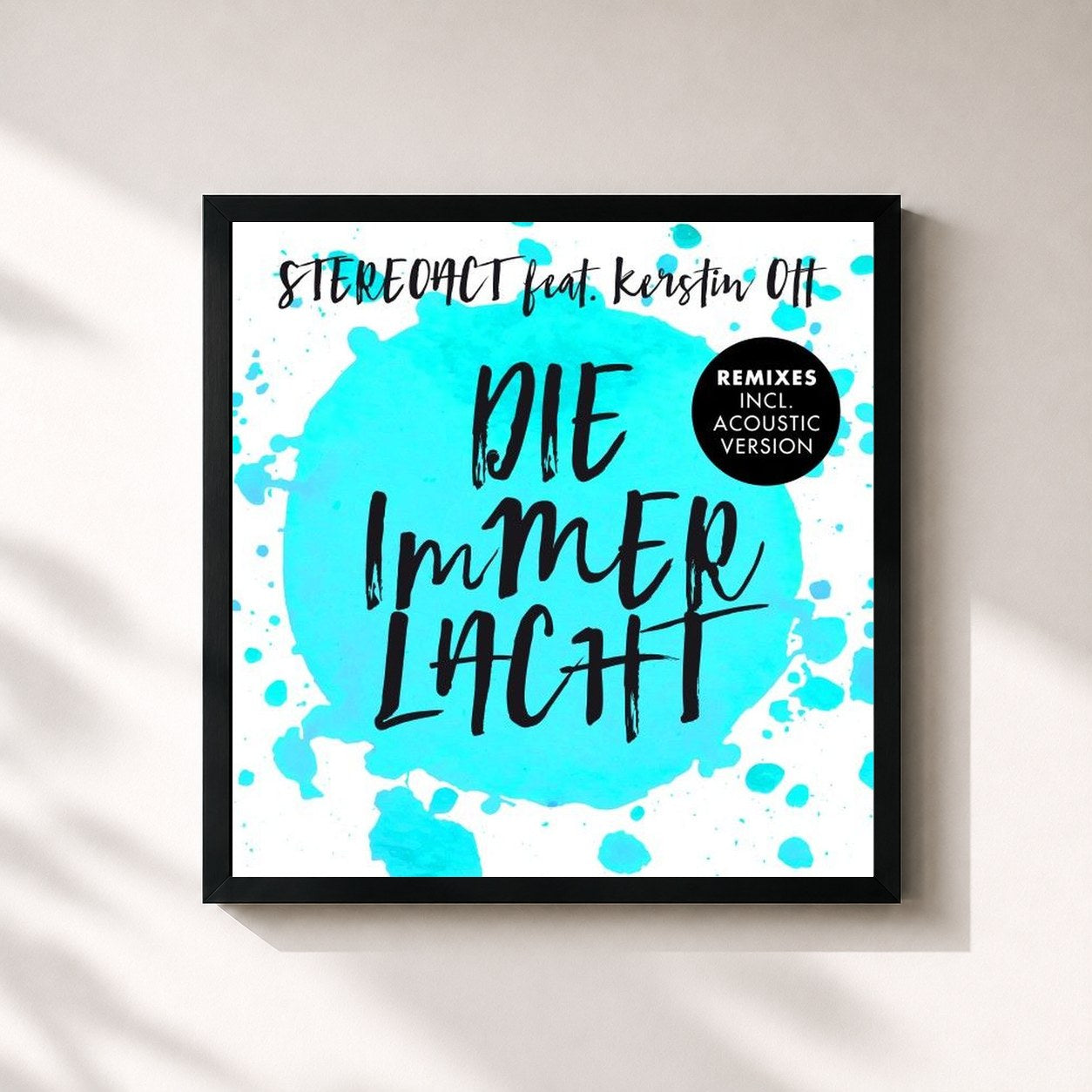 #noir Tableau carré de l'album Die immer lacht (Remixes) de Stereoact, cadre noir 32x32 cm
