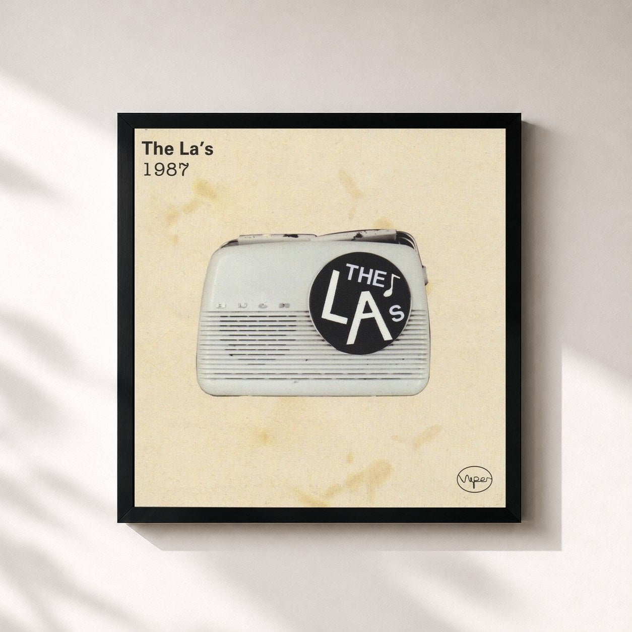 #noir Tableau carré de l'album 1987 de The La's, cadre noir 32x32 cm