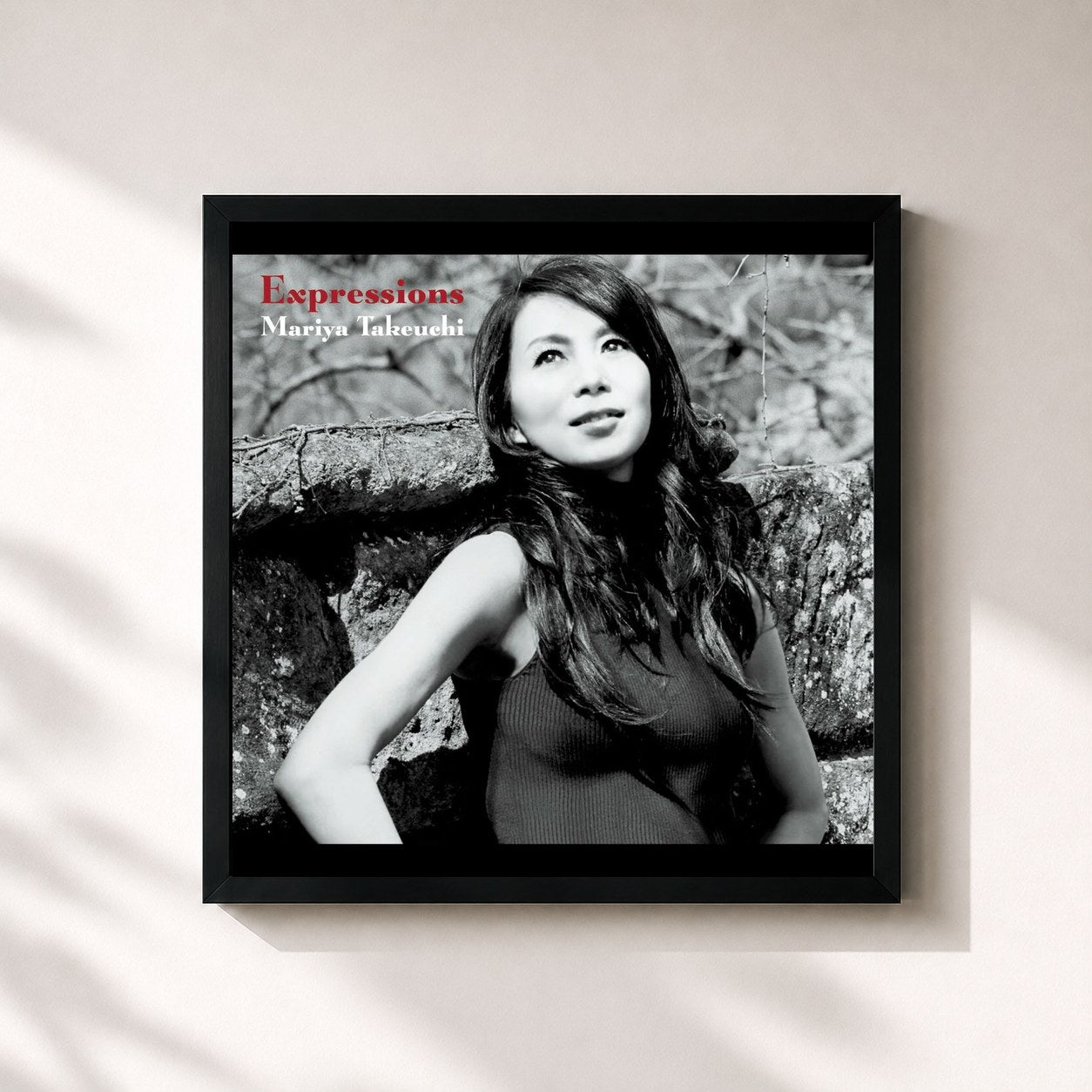 #noir Tableau carré de l'album Expressions de Mariya Takeuchi, cadre noir 32x32 cm