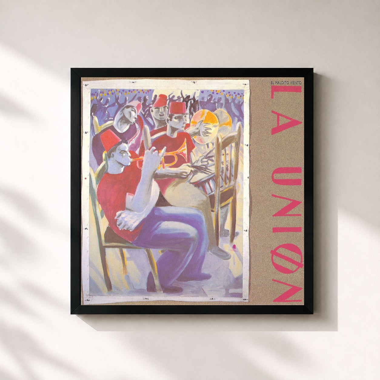 #noir Tableau carré de l'album El Maldito Viento de La Unión, cadre noir 32x32 cm