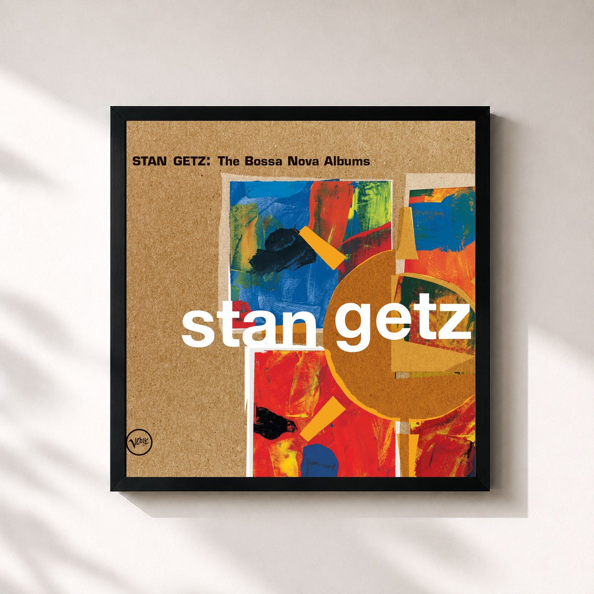 #noir Tableau carré de l'album Stan Getz: The Bossa Nova Albums de Stan Getz, cadre noir 32x32 cm