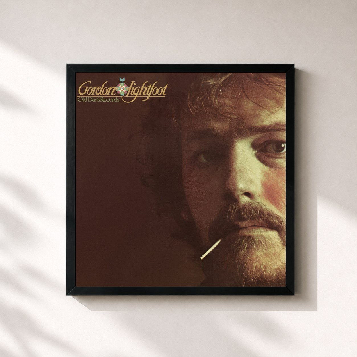 #noir Tableau carré de l'album Old Dan's Records de Gordon Lightfoot, cadre noir 32x32 cm
