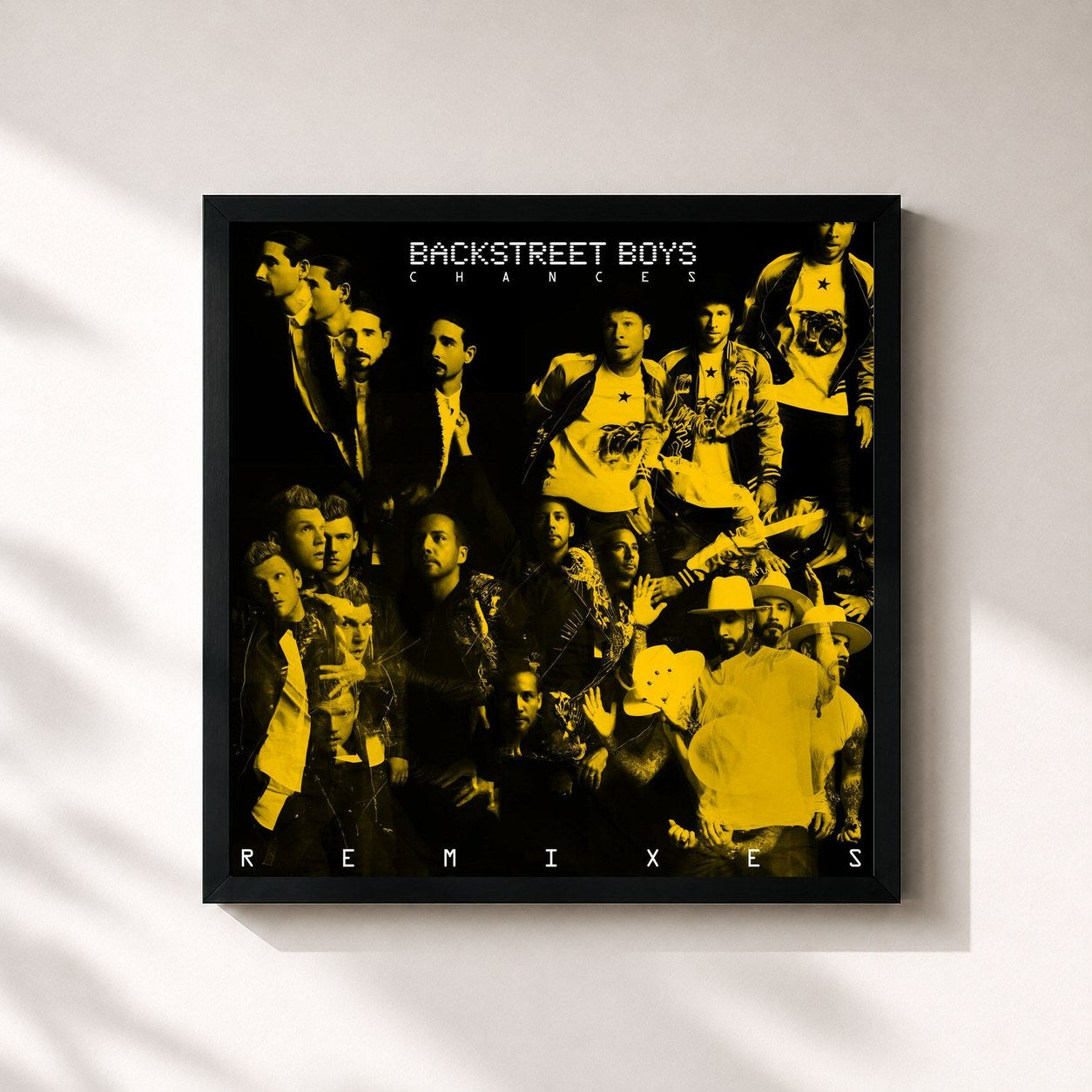 #noir Tableau carré de l'album Chances (Remixes) de Backstreet Boys, cadre noir 32x32 cm