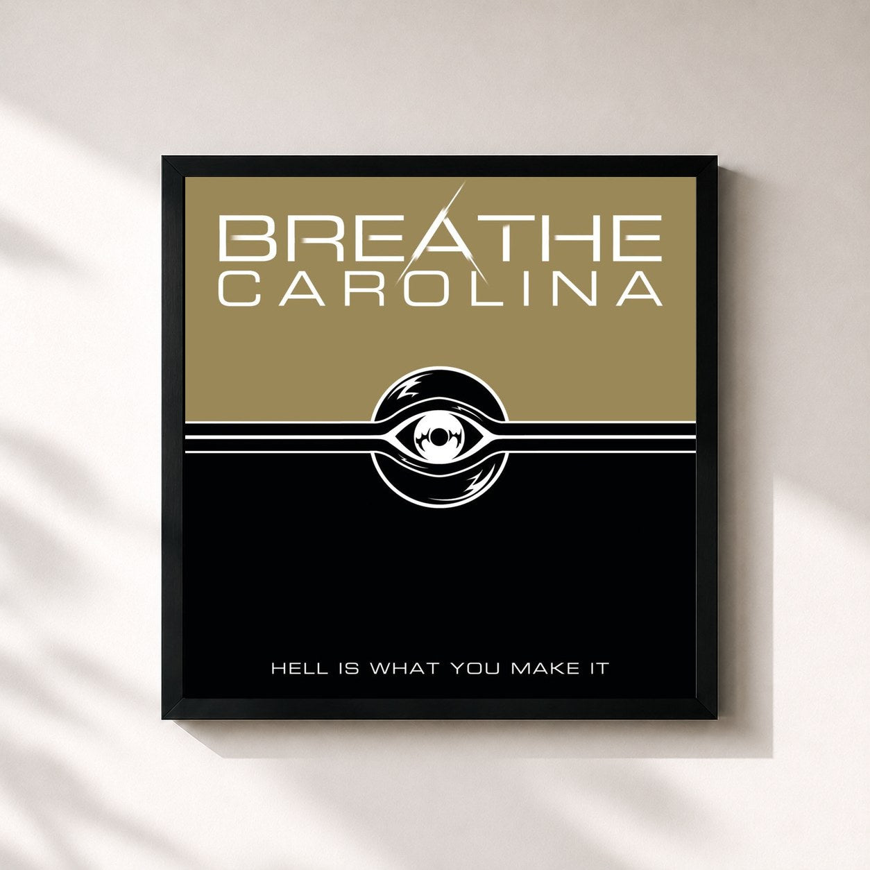 #noir Tableau carré de l'album Hell Is What You Make It de Breathe Carolina, cadre noir 32x32 cm