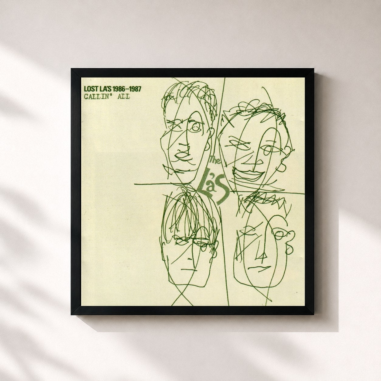 #noir Tableau carré de l'album Lost La's 1986-1987 Callin' All (Remastered with Bonus Tracks) de The La's, cadre noir 32x32 cm
