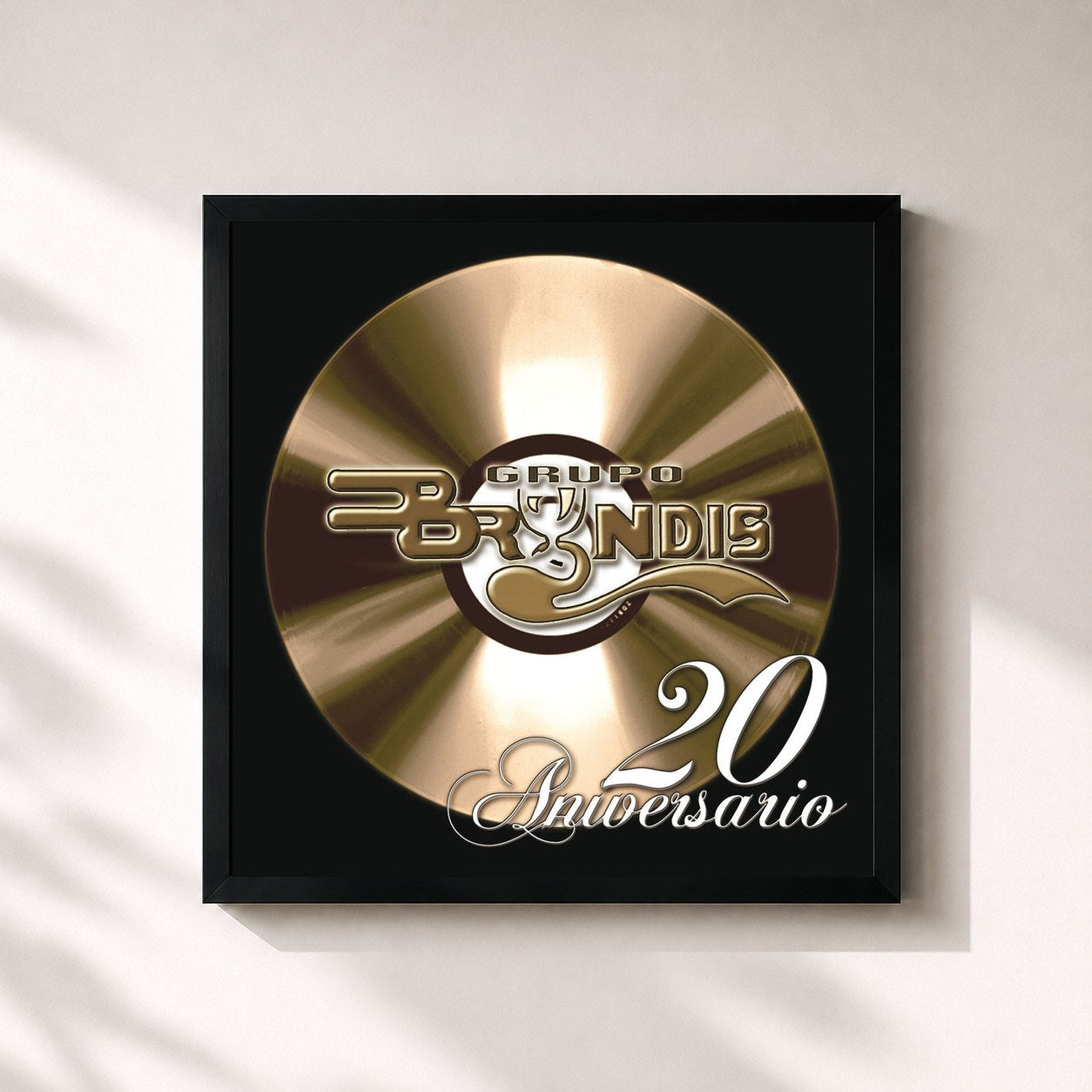 #noir Tableau carré de l'album 20 Aniversario de Grupo Bryndis, cadre noir 32x32 cm