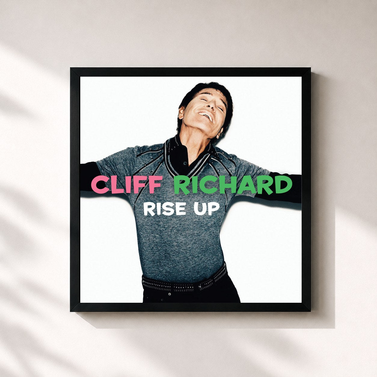 #noir Tableau carré de l'album Rise Up de Cliff Richard, cadre noir 32x32 cm