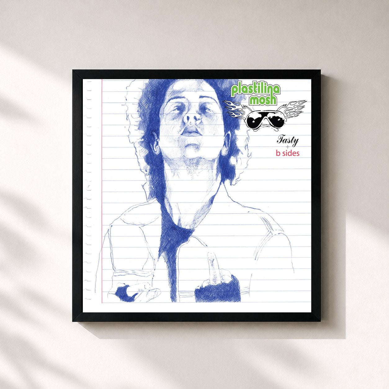 #noir Tableau carré de l'album Tasty + B Sides de Plastilina Mosh, cadre noir 32x32 cm