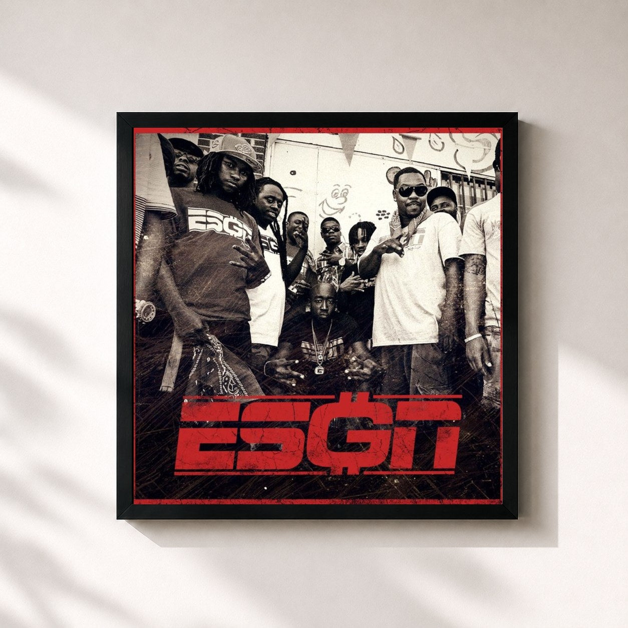 #noir Tableau carré de l'album ESGN - Evil Seeds Grow Naturally de Freddie Gibbs, cadre noir 32x32 cm