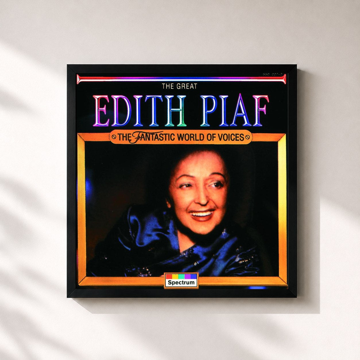 #noir Tableau carré de l'album The Great Edith Piaf de Edith Piaf, cadre noir 32x32 cm