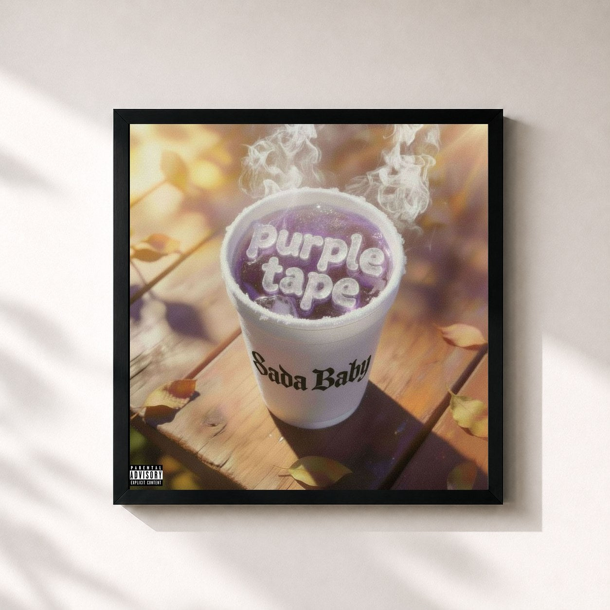 #noir Tableau carré de l'album Purple Tape de Sada Baby, cadre noir 32x32 cm