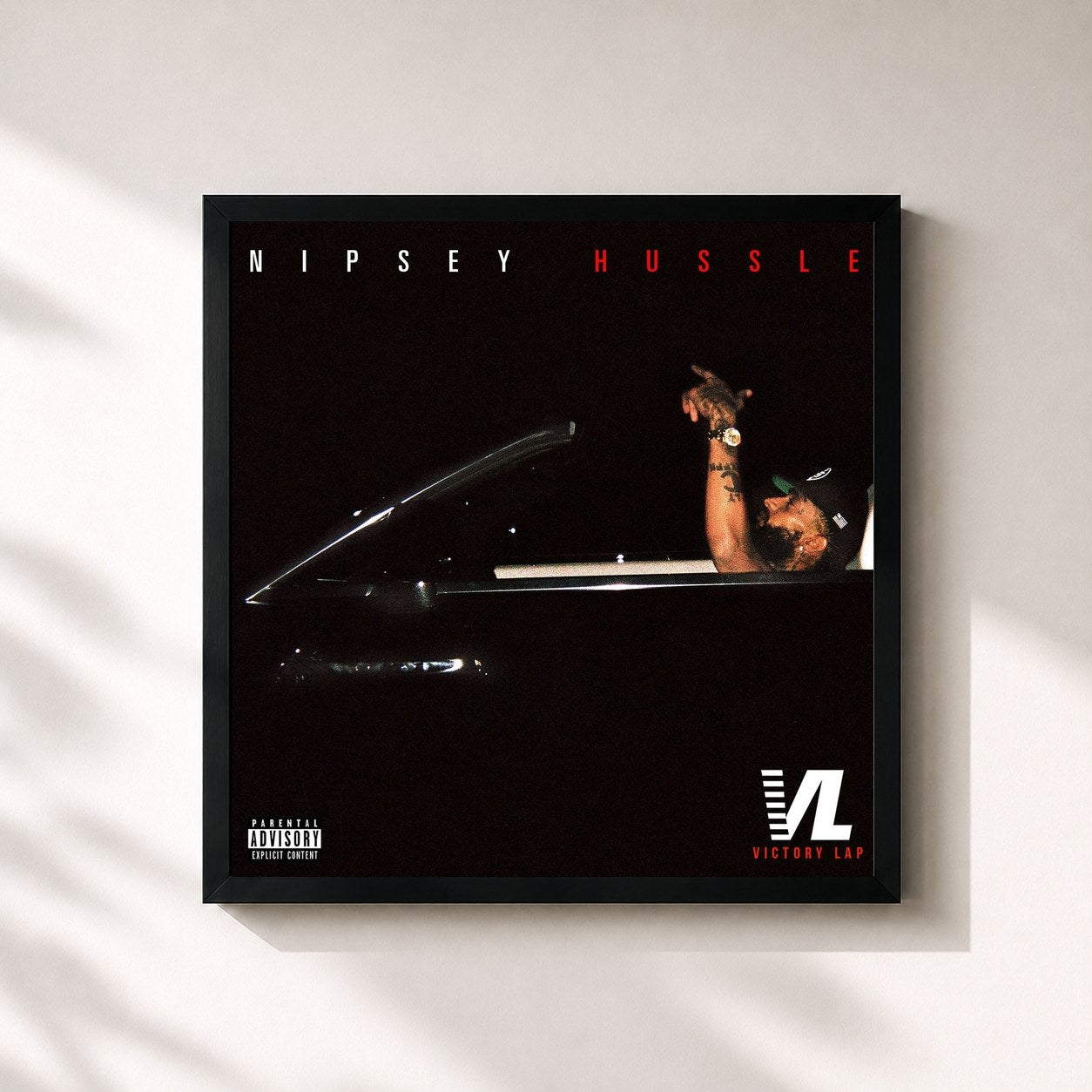 #noir Tableau carré de l'album Victory Lap de Nipsey Hussle, cadre noir 32x32 cm
