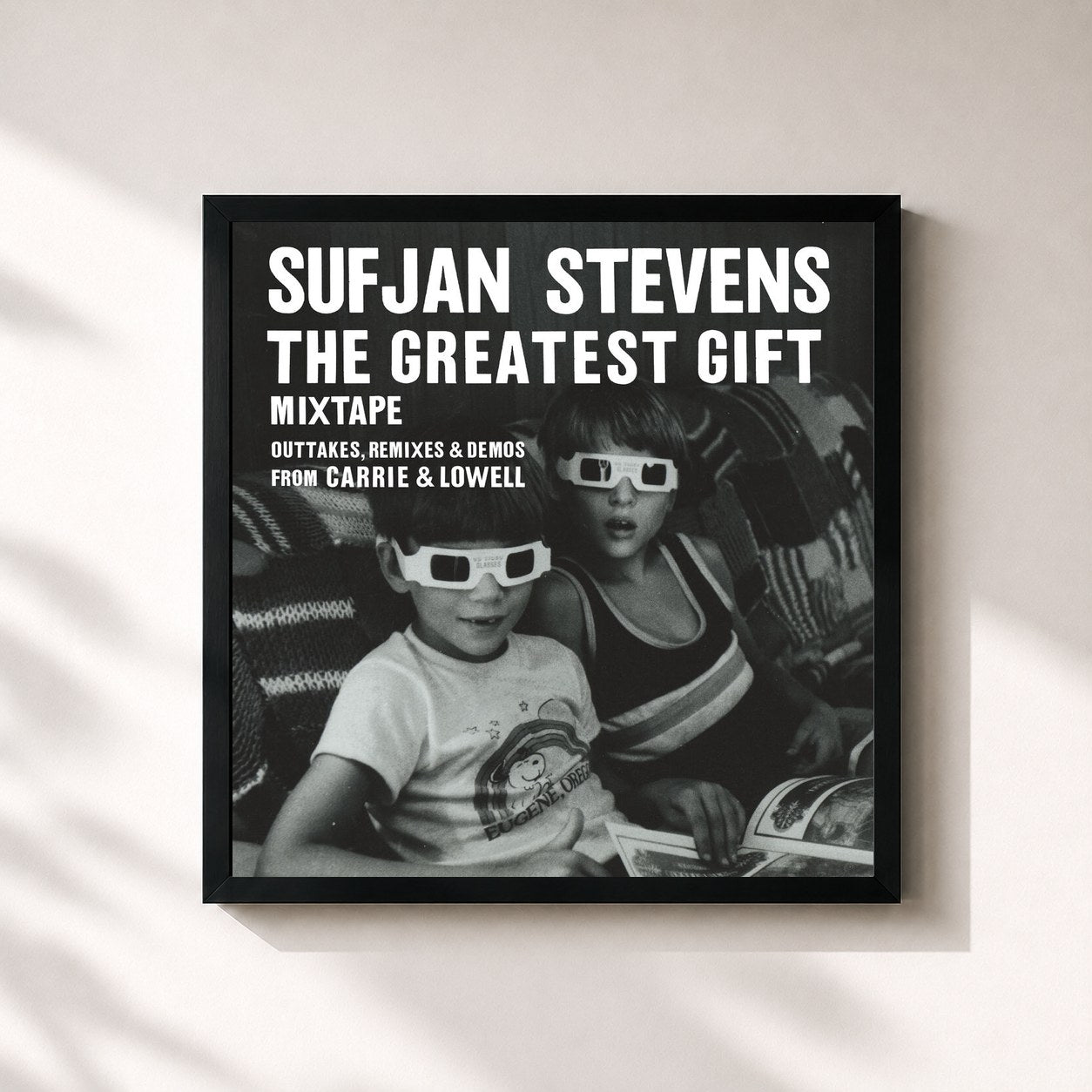 #noir Tableau carré de l'album The Greatest Gift de Sufjan Stevens, cadre noir 32x32 cm