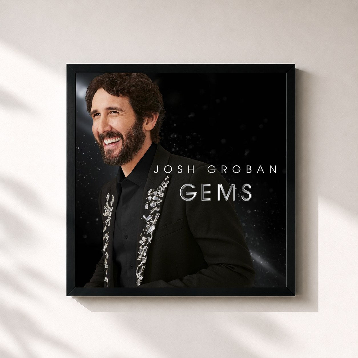 #noir Tableau carré de l'album Gems de Josh Groban, cadre noir 32x32 cm