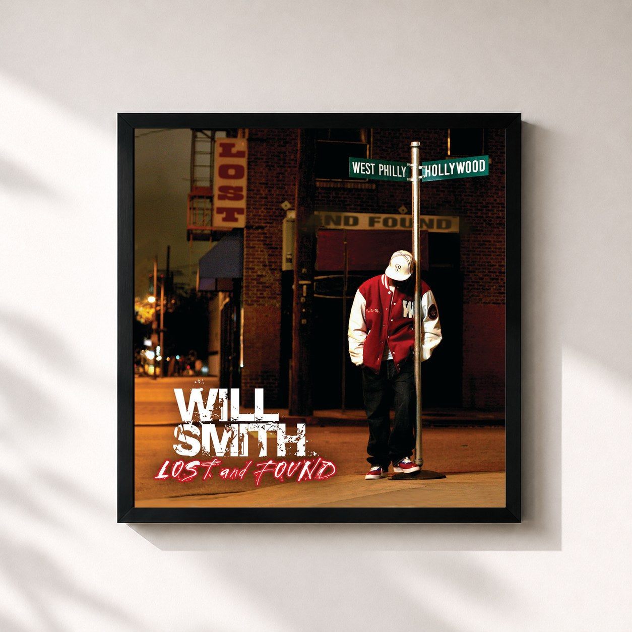 #noir Tableau carré de l'album Lost And Found de Will Smith, cadre noir 32x32 cm
