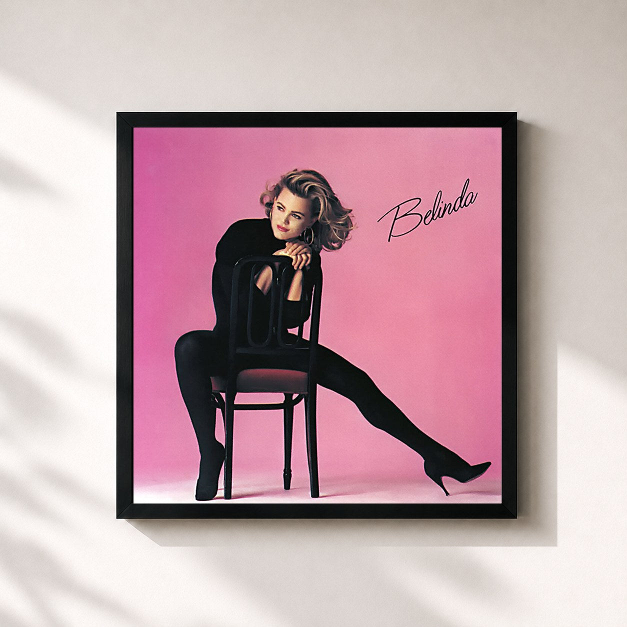 #noir Tableau carré de l'album Belinda de Belinda Carlisle, cadre noir 32x32 cm