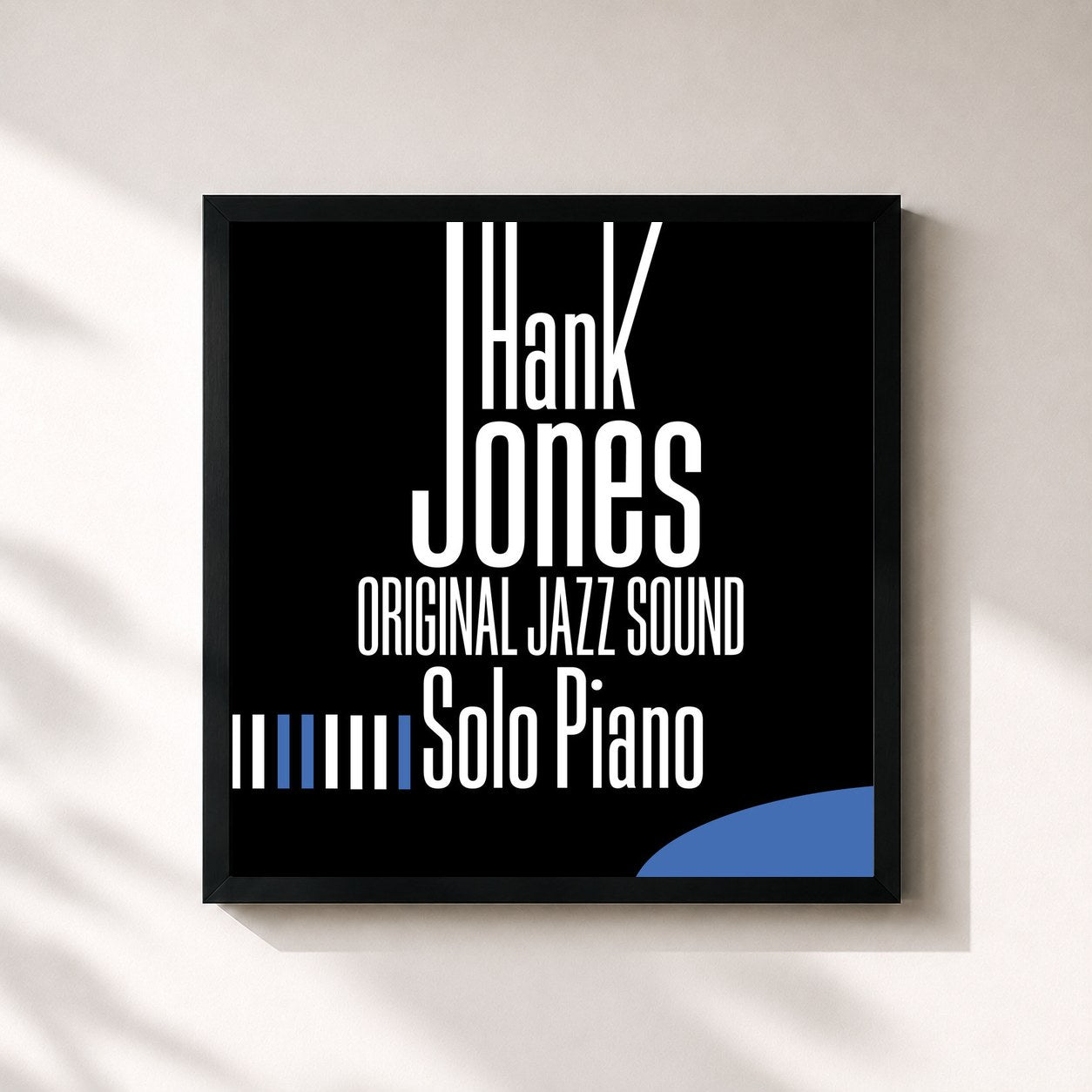 #noir Tableau carré de l'album Original Jazz Sound: Solo Piano de Hank Jones, cadre noir 32x32 cm