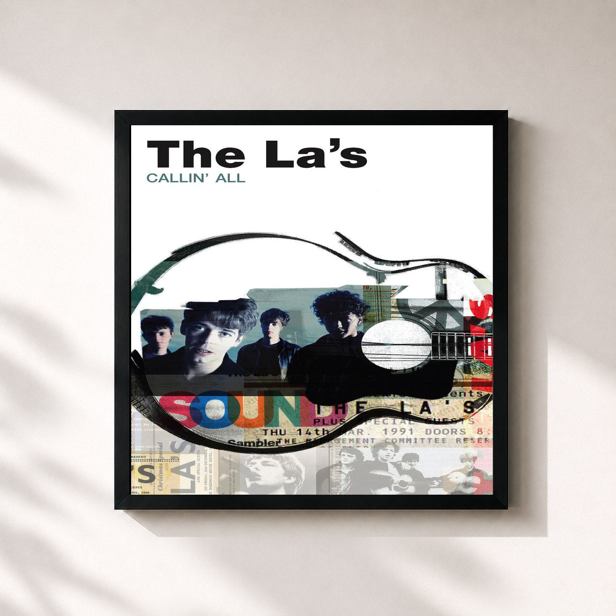 #noir Tableau carré de l'album Callin' All de The La's, cadre noir 32x32 cm