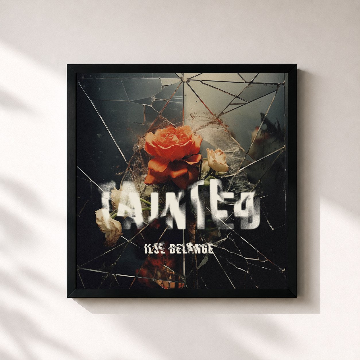 #noir Tableau carré de l'album Tainted de Ilse DeLange, cadre noir 32x32 cm