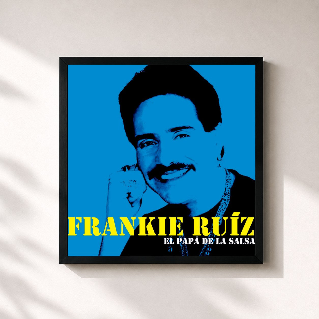 #noir Tableau carré de l'album El Papá De La Salsa de Frankie Ruiz, cadre noir 32x32 cm