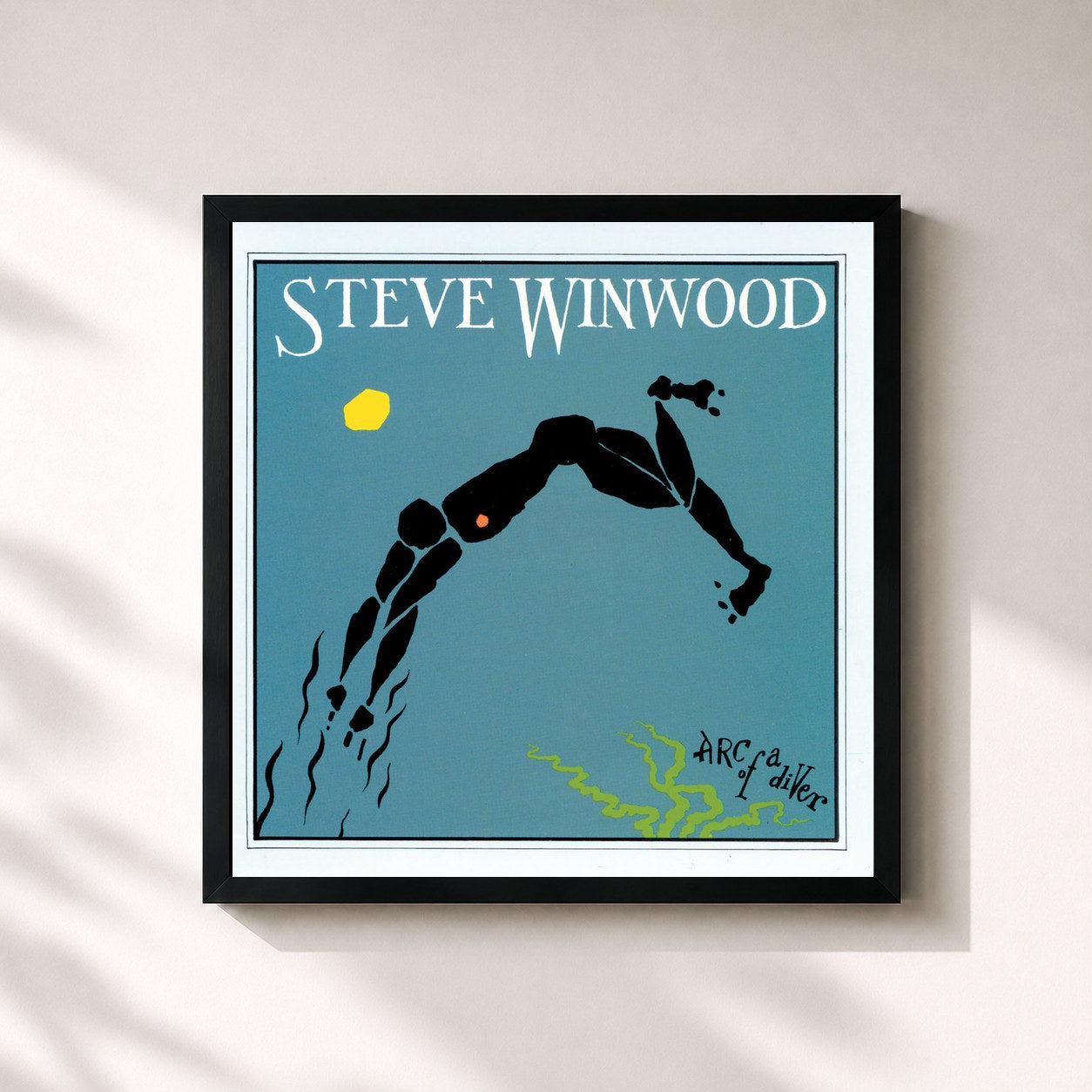 #noir Tableau carré de l'album Arc Of A Diver de Steve Winwood, cadre noir 32x32 cm