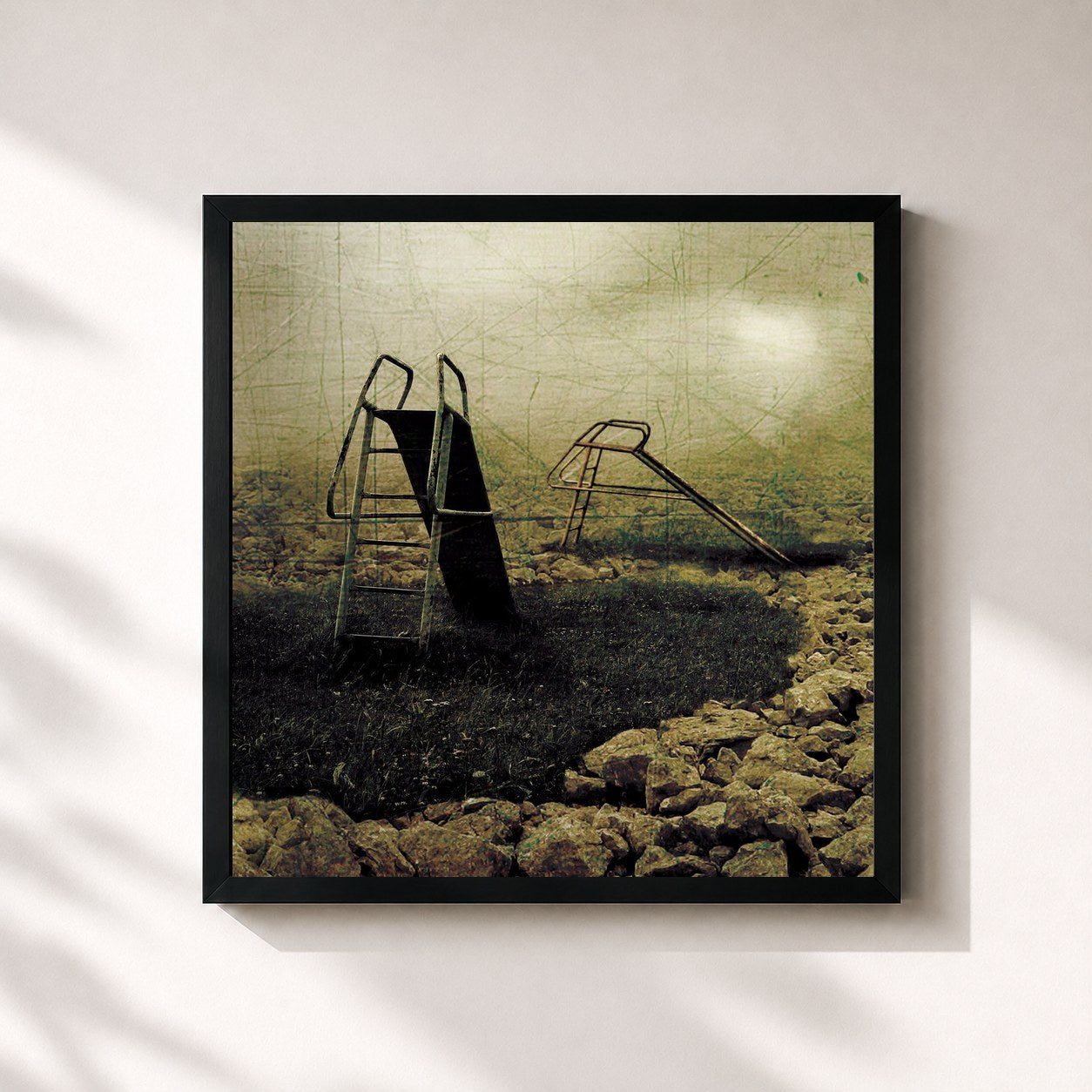 #noir Tableau carré de l'album Silenzio de Rancore, cadre noir 32x32 cm
