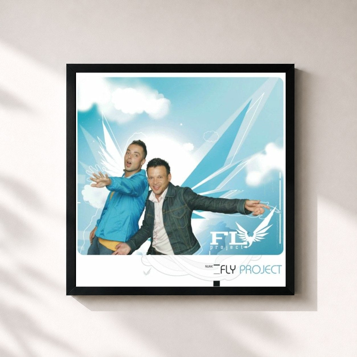 #noir Tableau carré de l'album Fly Project de Fly Project, cadre noir 32x32 cm